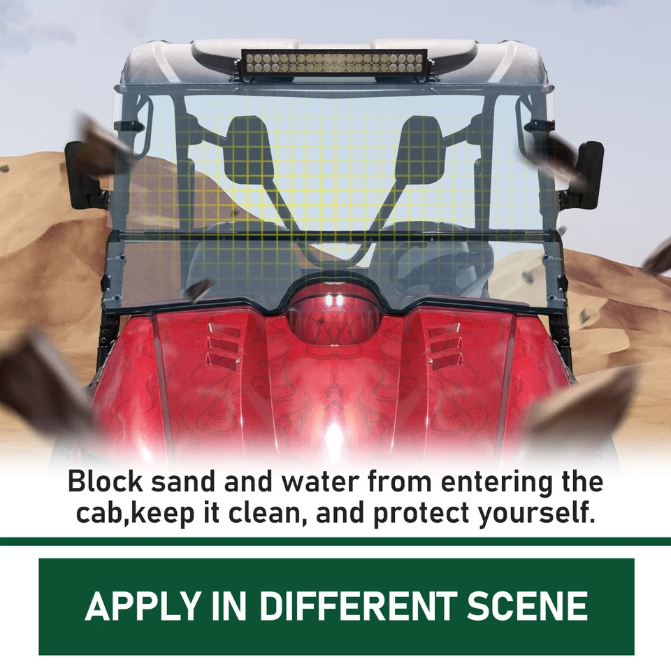 For Yamaha Rhino 450, 660, 700, 2004-2013 Clear Folding Windshield Full 0.177" - Image 3 of 4