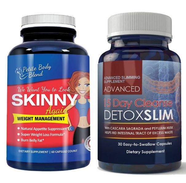 Intestinal Detox Cleanse Pills & Skinny Again Weight Loss Caps Combo
