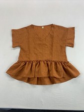 Shein High/Low Orange Ruffled V-Nevk Blouse Size Medium NWOT!!!