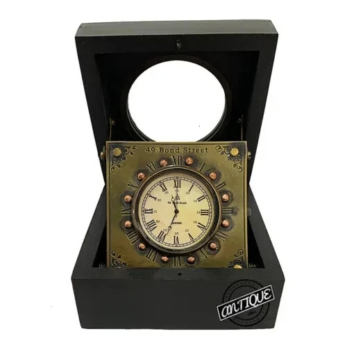 Vintage Wooden Desk Clock Office Retro Victorian Home Décor Brass Mother's Gift - Image 3 of 4