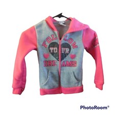 Diva Hoodie Jacket Full Zip Pink  Gray FOLLOW YOUR DREAMS Girls 4/5 XS