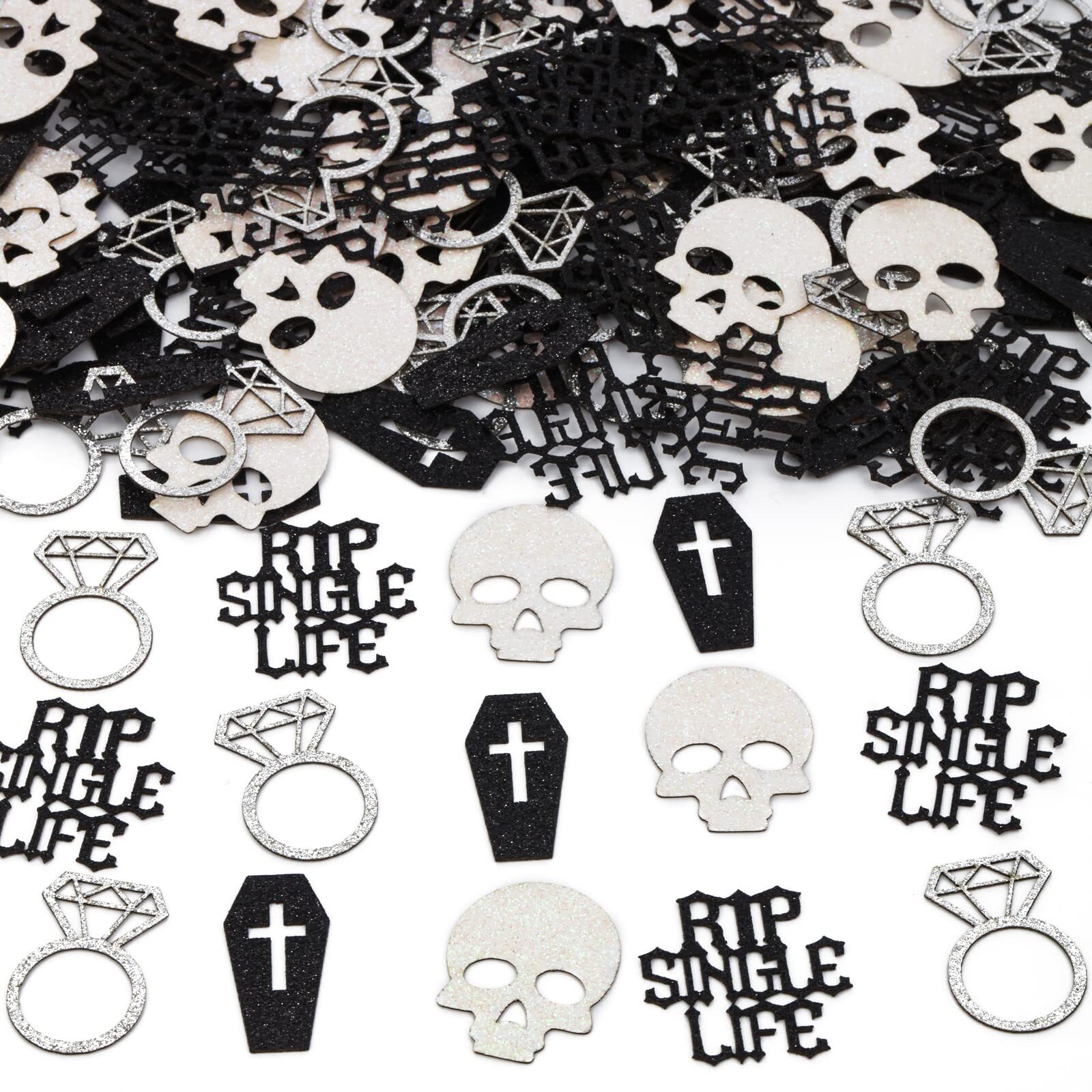 Gothic Bachelorette Party Decorations Rip Single Life Confetti Glitter for Ta...