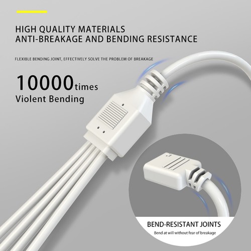 ARGB Chassis Fan Splitter 30cm 1 To 2/3/4 for PC Light Strip Fans (White 1 to 3) - Afbeelding 3 van 10