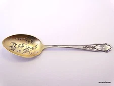 BAGLEY MINN Sterling Silver Souvenir Spoon Gold Plate Minnesota Weidlich Bros CO
