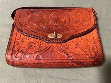Vintage Mexican Hand Tooled Leather Purse Clutch