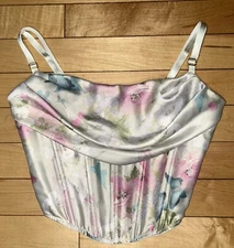 NEW ! NWT VICTORIAS SECRET Satin Draped Corset Top in Delicate Garden Size XS