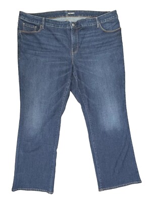 OLD NAVY Tummy Trimmer Womens Jeans Sz 24 Plus Wide Leg Stretch Blue Denim 24W