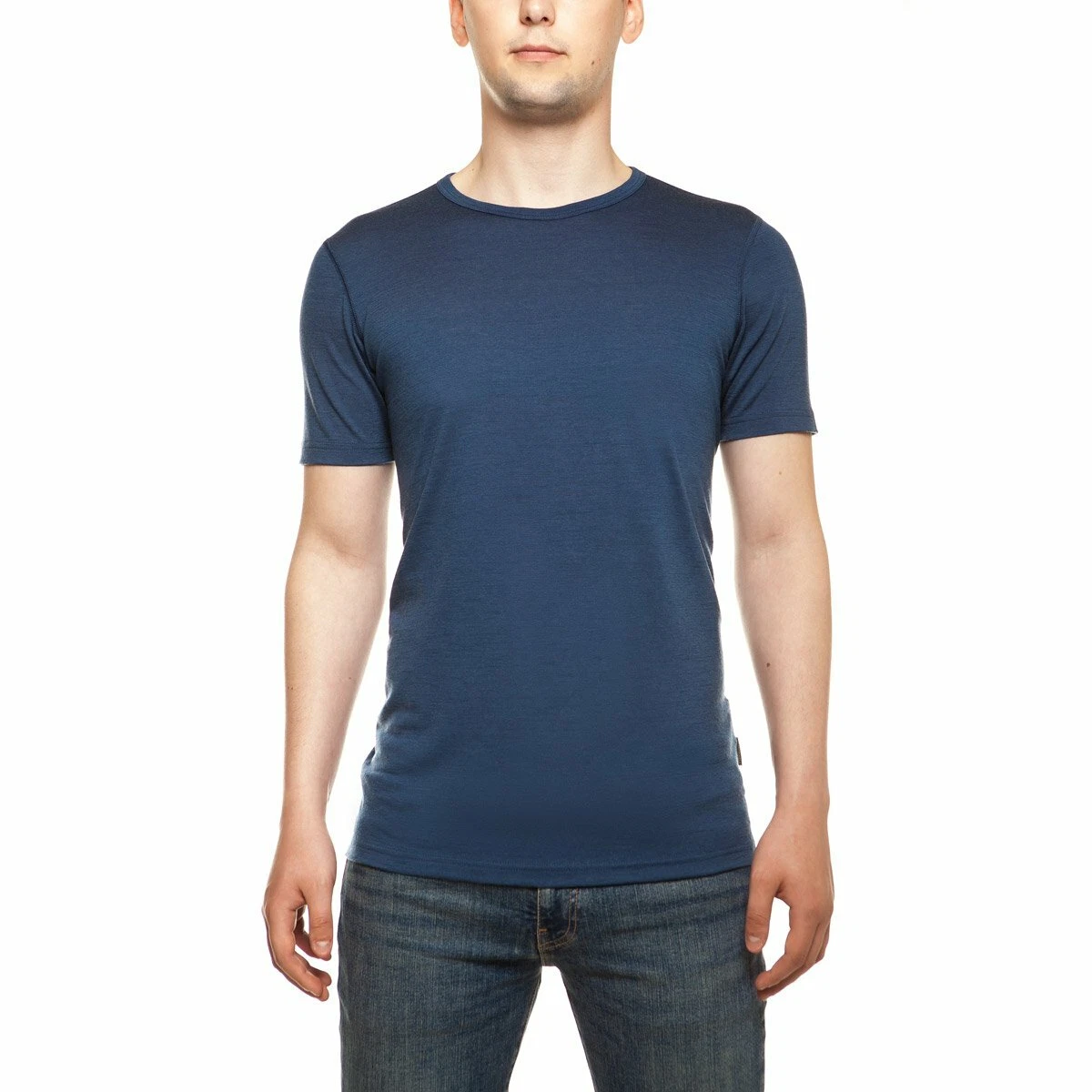 Soft Merino Wool Mens Crew Neck * Base Layer Breathable Lightweight Shirt Denim