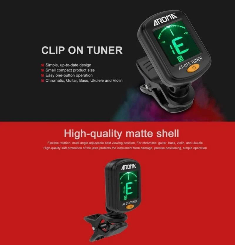 LCD Clip-on Chromatic Acoustic Electric Guitar Bass Ukulele Banjo Violin Tuner