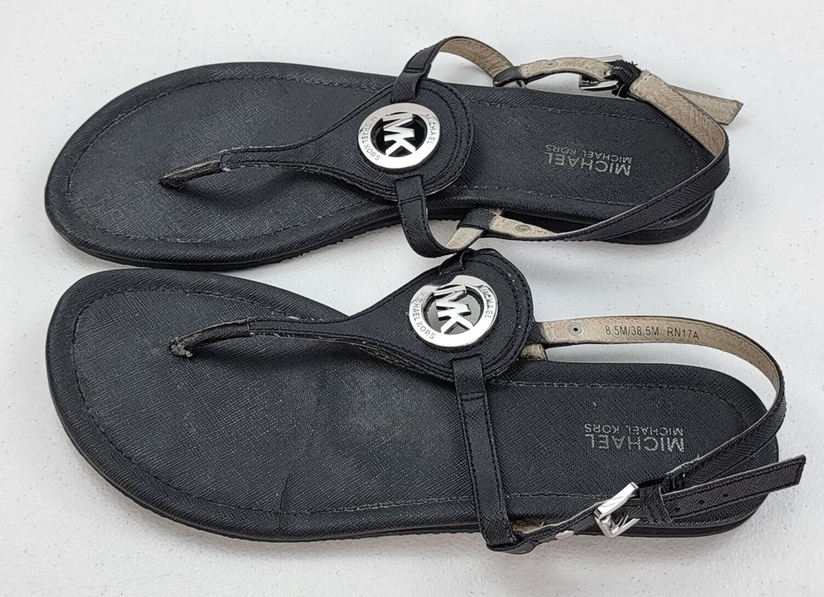 Michael Kors Mallory Leather T-Strap Sandal Women's Black