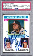 1976 Topps #204 Tanana Bert Blyleven Gaylord Perry PSA/DNA Signed Auto Autograph
