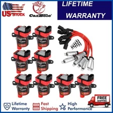 8X Ignition Coil + Spark Plug Wires For Chevy GMC Yukon 4.8L 5.3L 6L UF262 Round