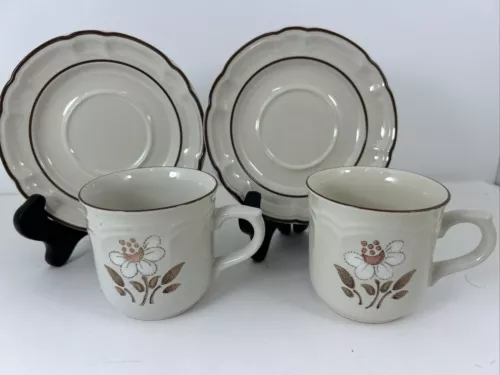 Set of 2 Cumberland Mayblossom Hearthside Stoneware Mug Tea Cup & Saucer Japan