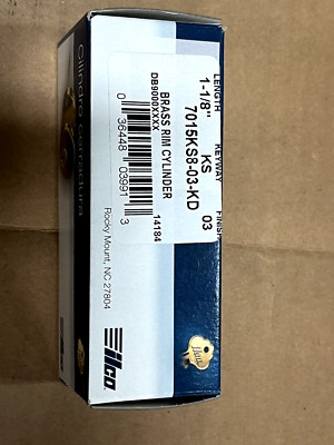 Qty 5 Ilco Unican Brass Rim Lock Cylinder 1-1/8'' Long Brass 7015KS8-03-KD (F2)