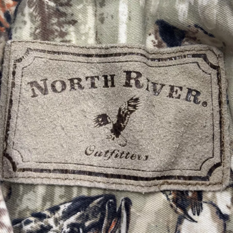 Camisa North River Outfitters Para Hombre L Verde Camuflaje Abotonada S/S Pesca Exterior Foto 3 de 4