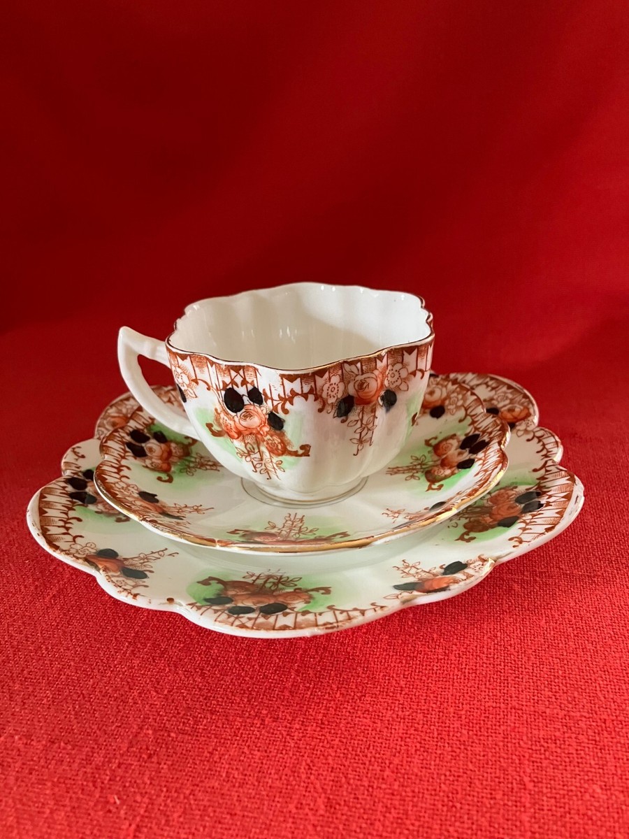 c 1921 Melba China hand painted tea trio #6 Imari floral pattern