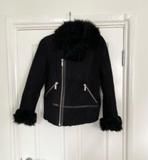 Karen Millen Real Shearling Zip Front Short Jacket Size 10 Rrp £669