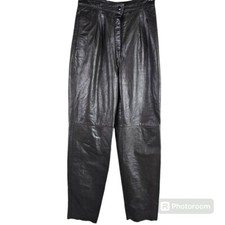 Comint Vintage 80s Retro High Waist Leather Pants in 7/8