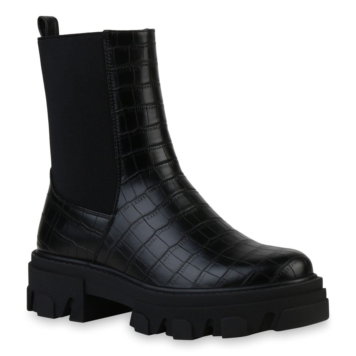 VAN HILL Damen Stiefel Plateaustiefel Zipper