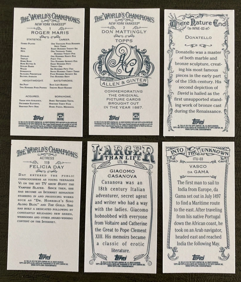 ( U SELECT CARDS ) 2014 Topps Allen & Ginter Mini Singles & Related Sets 🔽 - Image 2 of 3