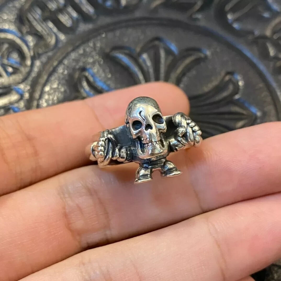 Chrome hearts sterling silver skull ring Size 6.5