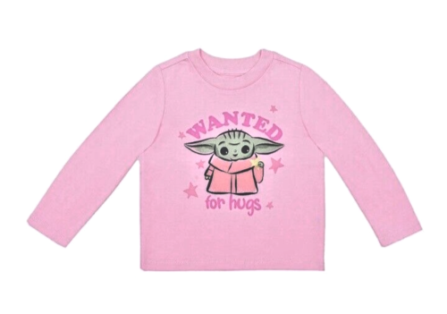 OKIE DOKIE Girls 12M Star Wars Baby Yoda Graphic Long Sleeve Pink T-Shirt NWT