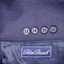 VTG Palm Beach Mens 42R Dark Blue Double Breasted Peak Lapel Blazer/Suit Jacket