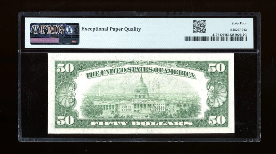 DBR 1950 $50 FRN Cleveland Fr. 2107-D PMG 64 EPQ Serial D04096825A - Image 2 of 2