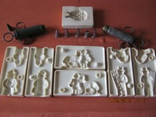 Marzipanformen 4 Stück und 2 alte Garnierspritzen mit Tüllen