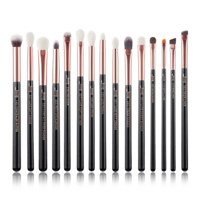 Jessup 15pcs Eye Makeup Brushes Set Blending Eyeshadow Eyeliner Brow Rose Gold