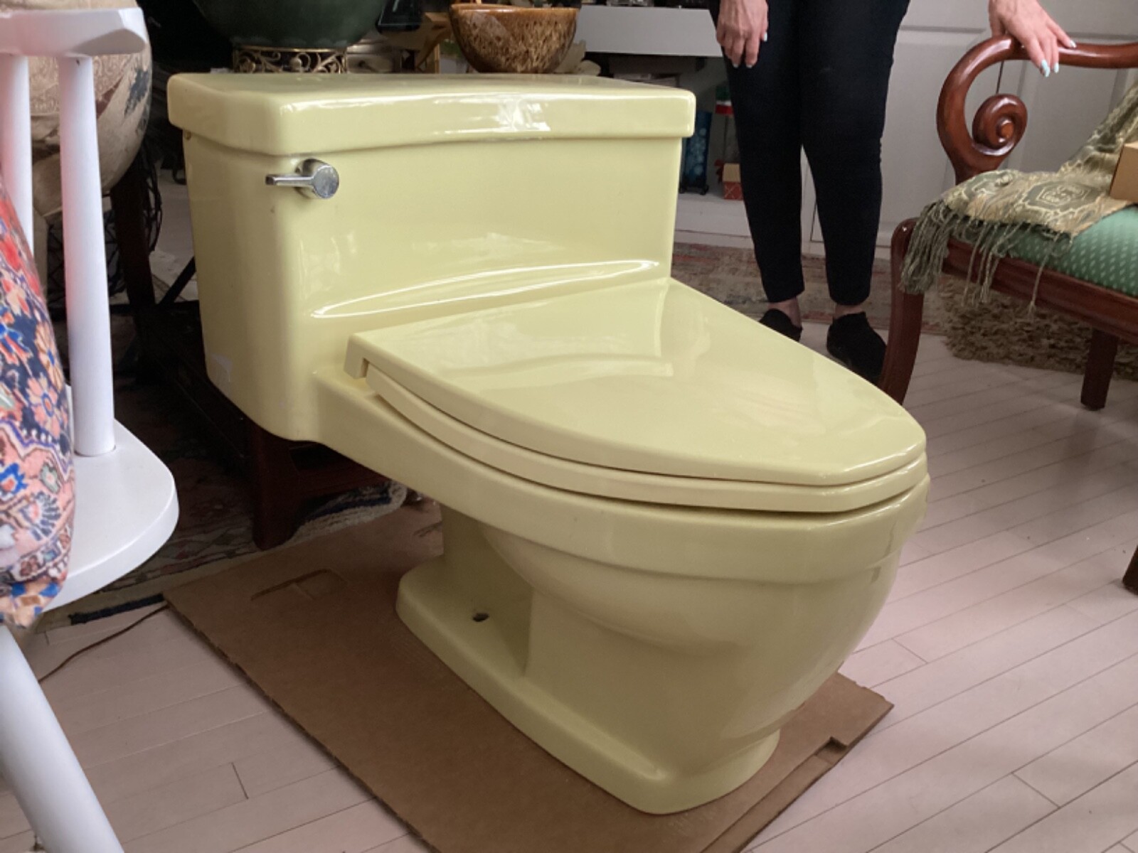 vintage American Standard, reclining toilet 50 years old use