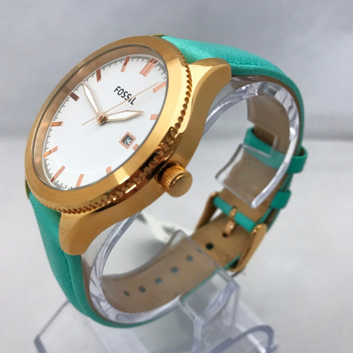 FOSSIL BQ3271 Classic with Date Teal Leather her NEW FOSSIL BQ3271 Classic with Date Light Teal Color Leather  main image 2
