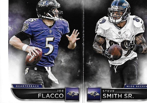 2015 PANINI PLAYBOOK Gold JOE FLACCO & STEVE SMITH SR. (Ravens) #/199 - Picture 2 of 2