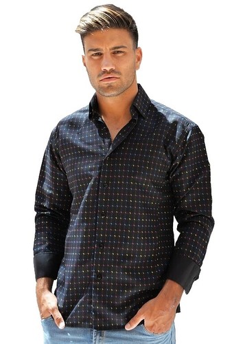 Chemise Homme Absolute Rebellion à Manches Longues - Coton à Pois - Noir - Neuf Avec étiquettes