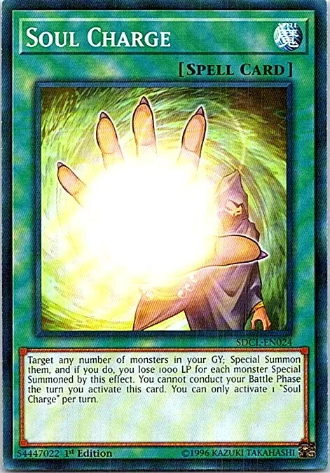 A856 YUGIOH SPELL CARD SOUL CHARGE SDCL-EN024
