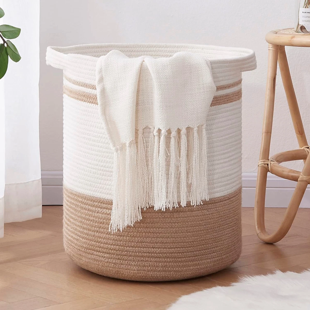 Laundry Basket Rope Basket Large Storage Basket with Handles