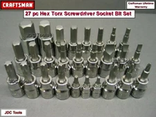 CRAFTSMAN TOOL 27pc SAE METRIC MM Hex Allen Torx key ratchet wrench socket set