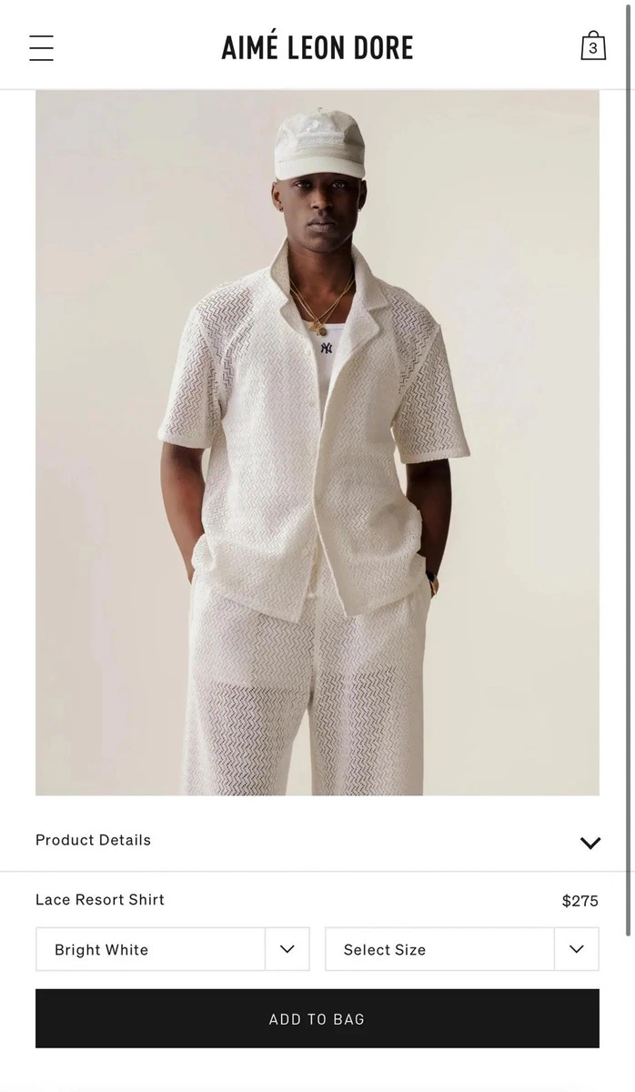 White Lace Casual Button-Down Shirts for Men for sale | eBay