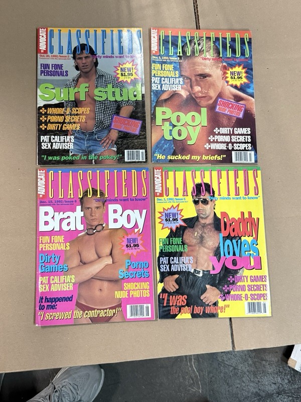 (4) Vintage ADVOCATE "Classifieds" Magazine 1992 Gay Interest Playgirl like