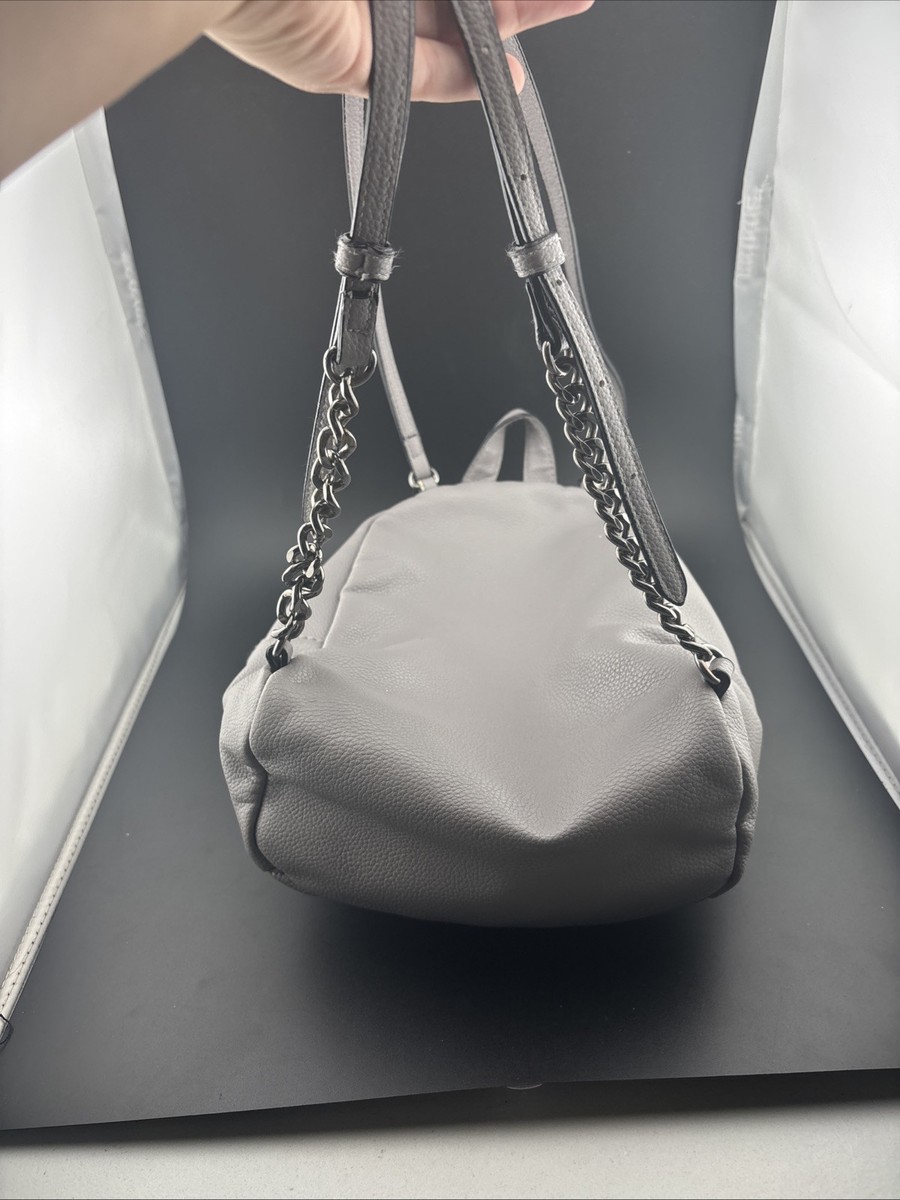 Victoria\'s Secret Quilted Light Gray Mini Backpack with Chain Detail Victoria main image 3
