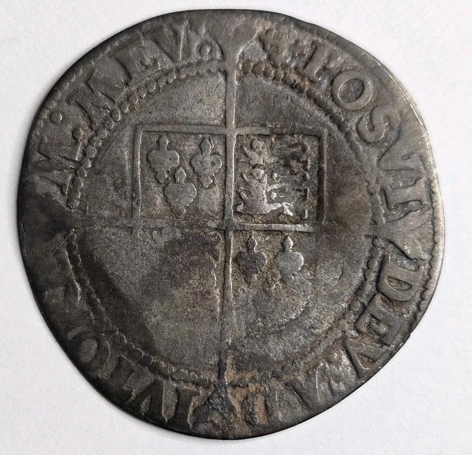 Moeda martelada Elizabeth I (1º) xelim 1s prata 2ª edição 1560 a 1561 - Imagem 3 de 4