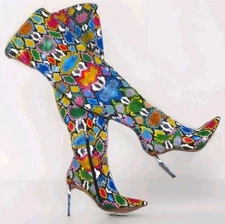 Steve Madden Vava Multicolored Snakes Print Stiletto Thigh High Boots US 9.5