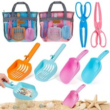 Beach Sand Toy Kids Age 4-8 Sandbox Kits with Mesh Shell Bags, Multicolored