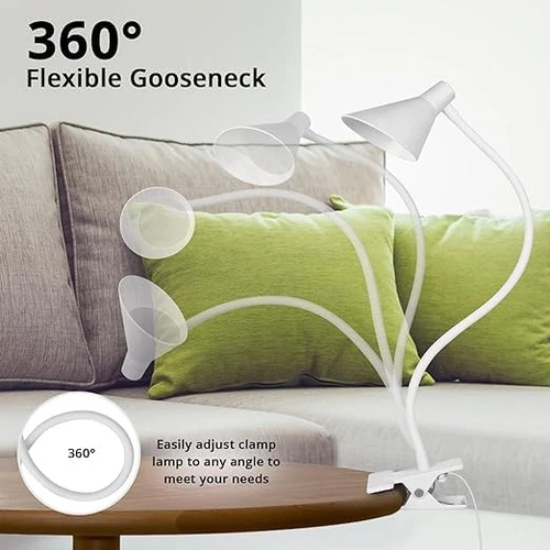 Desk Clip Light,3 Colors 10 Dimmable Brightness Reading Light, Flexible Bedsi... - Picture 3 of 6