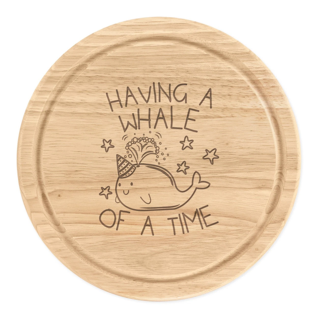 Having A Whale Of A Time Round Chopping Cheese Board Funny Joke Animal