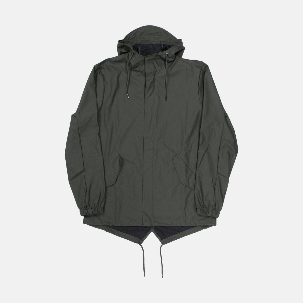 Rains Fishtail Parka Mid-Length Mens Green Polyester Jacket Size M