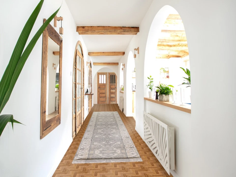 Handmade Gray Wool Oushak Style Runner Rug 3x16 Ft Transitional Oriental Carpet - Image 2 of 4