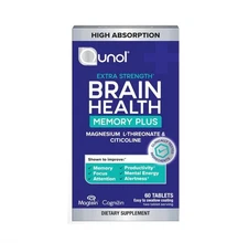 NEW Qunol Brain Health Memory Plus, Magnesium L-Threonate & Citicoline 60 2026+