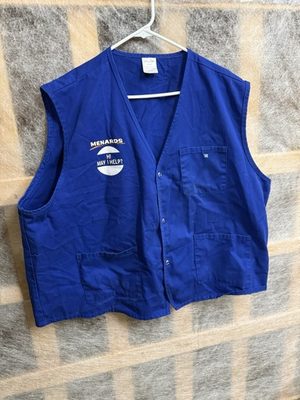 #ad Menards Size 3X Employee Work Vest Uniform Snap Button Blue $24.99