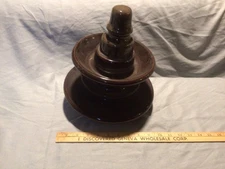 Vintage Large Brown Ceramic Porcelain Electric Insulator with Galvanized Top